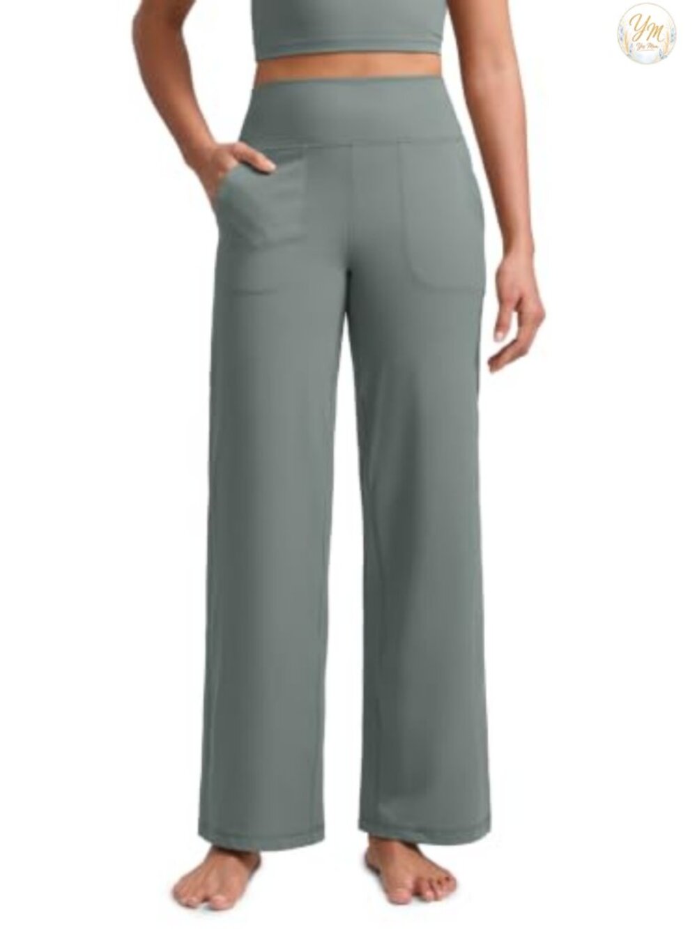 CRZ YOGA Butterlift Wide Leg Yoga Pants with Pockets High Rise Pull On